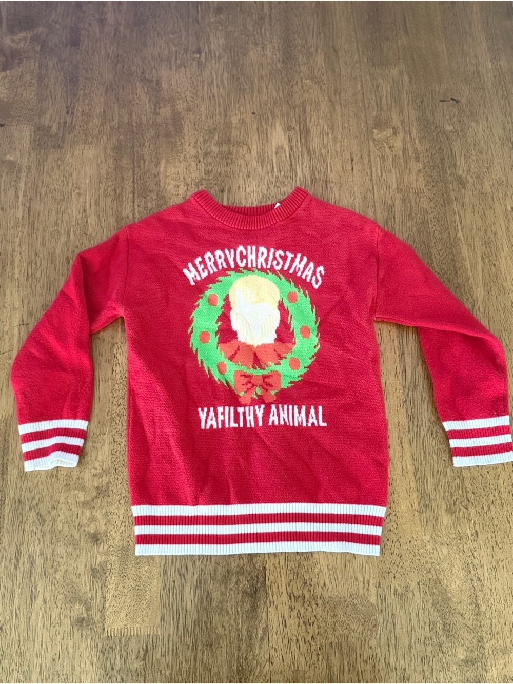Home Alone Merry Christmas Ya Filthy Animal Red‎ Holiday Sweater Youth size 7/8